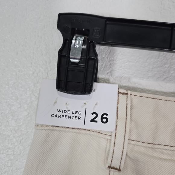 NWT Pacsun Size 26 Wide Leg Carpenter Pants Jeans Utility Loose High Waist‎ Bone - Picture 9 of 11